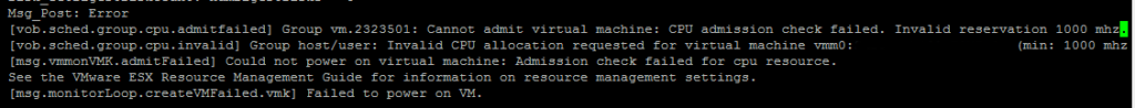 vmotion failure reservations